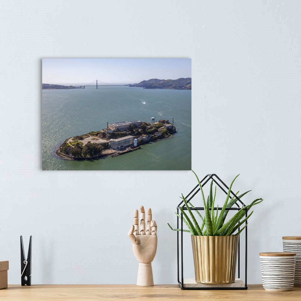 A bohemian room featuring Alcatraz Island, San Francisco, California - Aerial Photograph