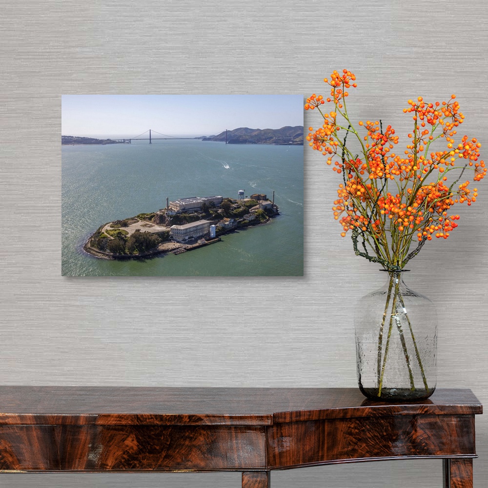 A traditional room featuring Alcatraz Island, San Francisco, California - Aerial Photograph