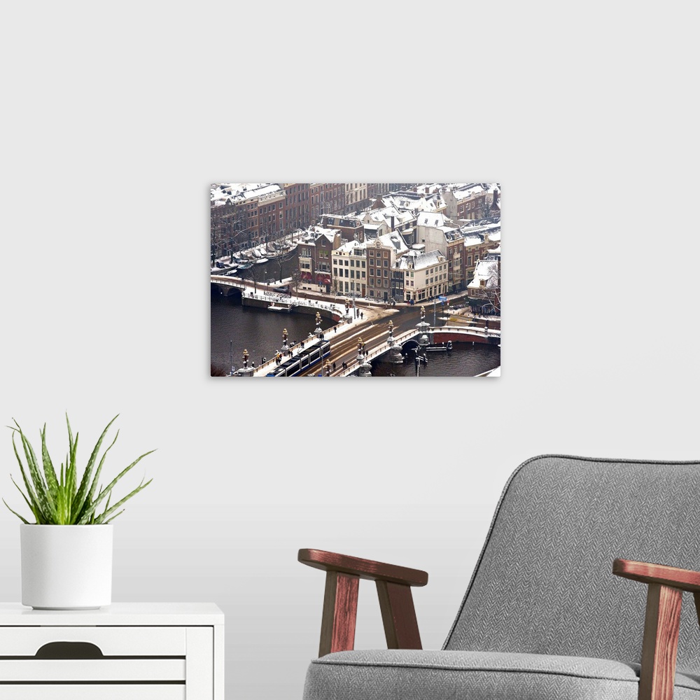 A modern room featuring Amsterdam Covered With Snow, Noord-Holland - Aerial Photograph