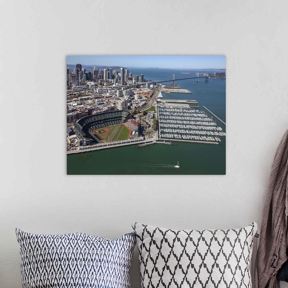 A bohemian room featuring ATAndT Park, Home of The San Francisco Giants, San Francisco - Aerial Photograph