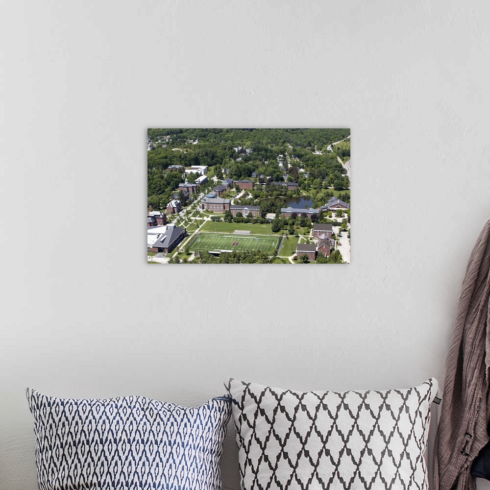 A bohemian room featuring Bates College And Garcelon Field, Lewiston, Maine, USA - Aerial Photograph