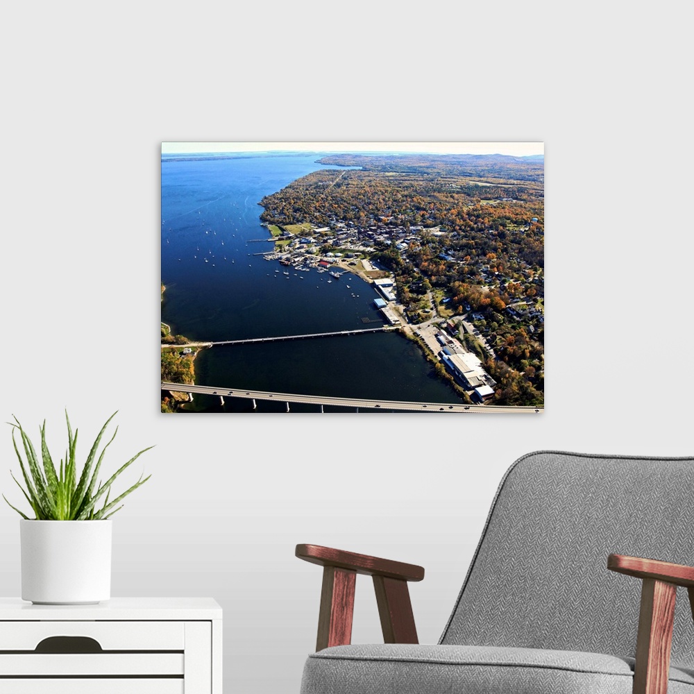 A modern room featuring Belfast, Maine - Aerial Photograph