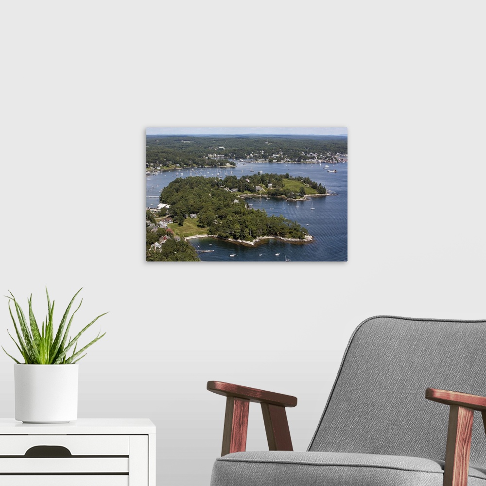 A modern room featuring Boothbay Harbor, Maine, USA - Aerial Photograph