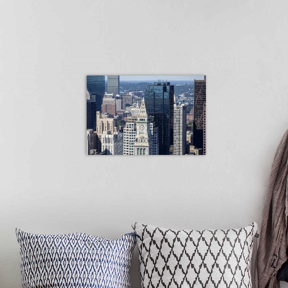 A bohemian room featuring Boston Downtown, Massachusetts - Aerial Photograph