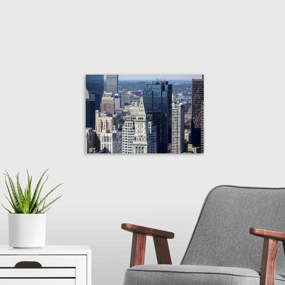 A modern room featuring Boston Downtown, Massachusetts - Aerial Photograph
