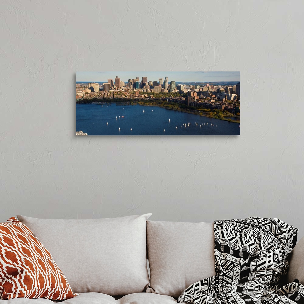A bohemian room featuring Boston Skyline From Charles River, Boston - Aerial Photograph