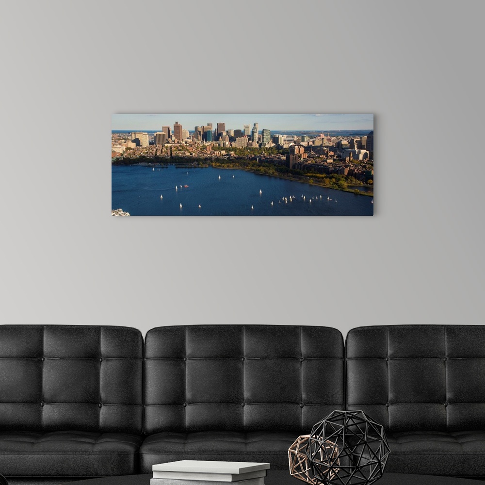 A modern room featuring Boston Skyline From Charles River, Boston - Aerial Photograph