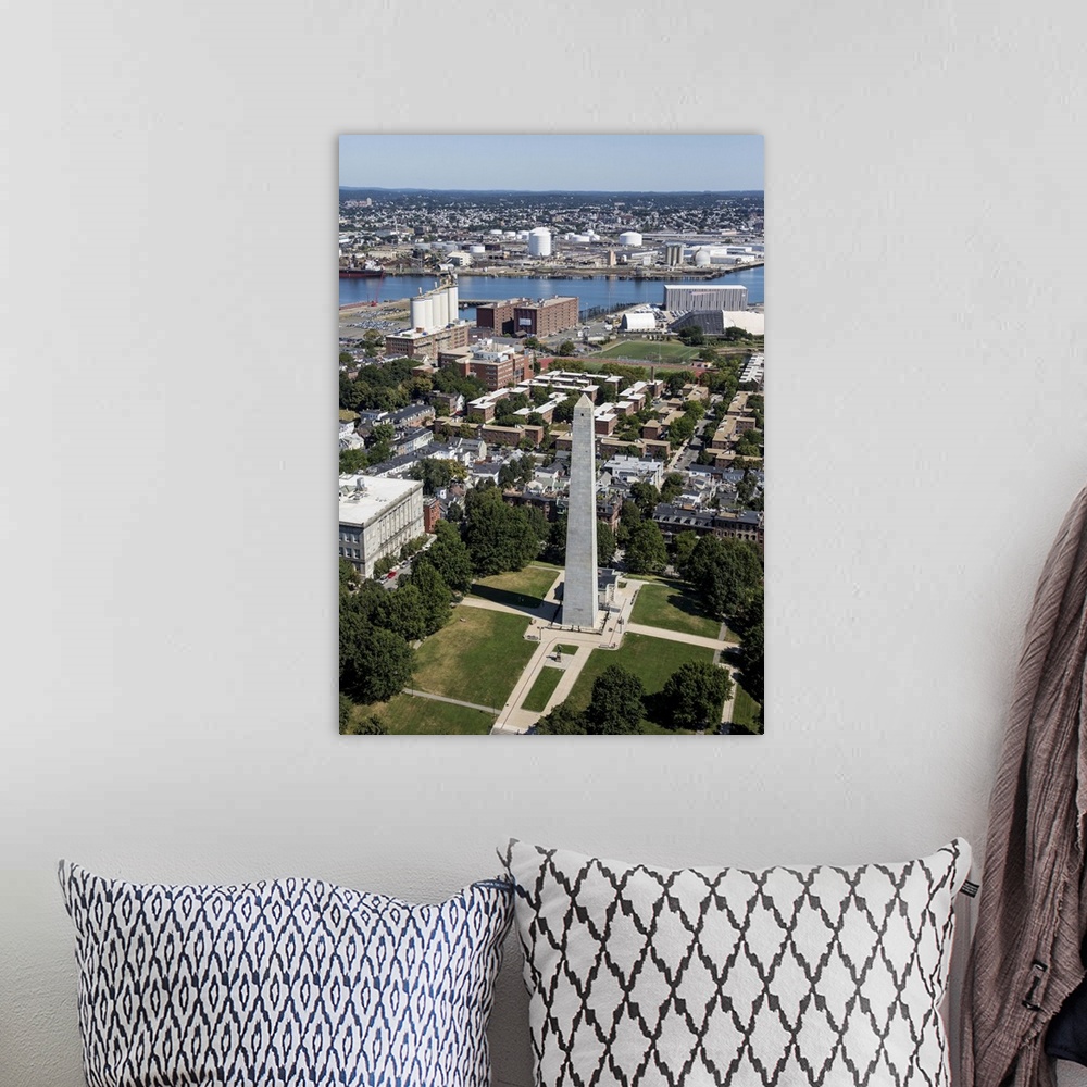 A bohemian room featuring Bunker Hill Monument, Boston, Massachusetts - Aerial Photograph