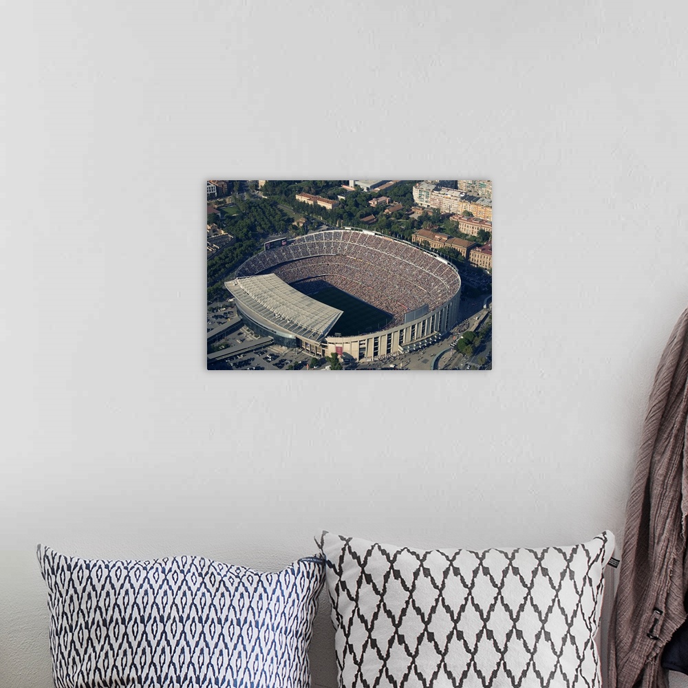 A bohemian room featuring Camp Nou Stadium, Barcelona, Spain - Aerial Photograph