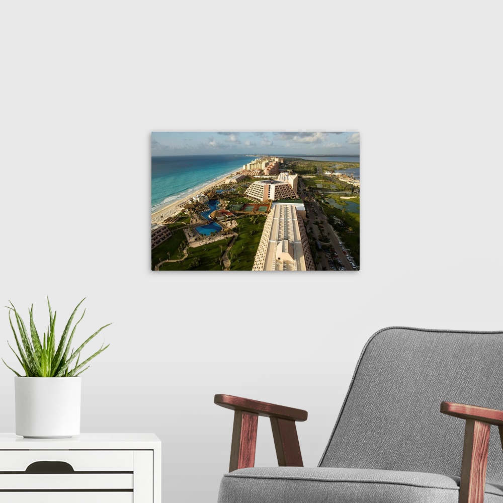 A modern room featuring Cancun Hotel District, Cancun, Mexico - Aerial Photograph