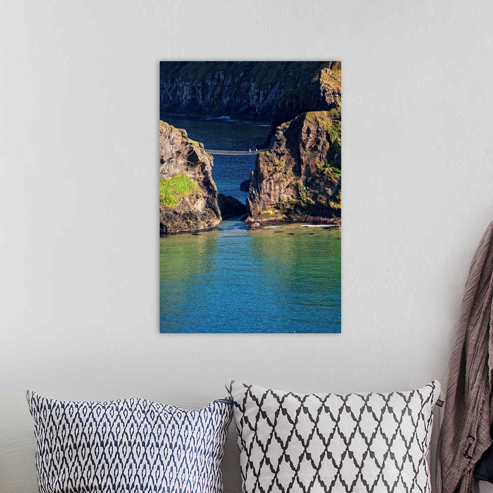 A bohemian room featuring Carrick-a-rede Rope Bridge, Bushmills, Northern Ireland - Aerial Photograph