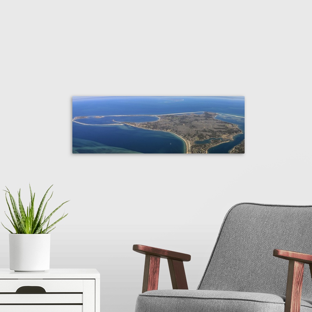 A modern room featuring Chappaquiddick Island Panorama, Martha's Vineyard - Aerial Photograph