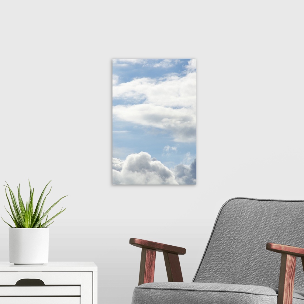 A modern room featuring Cirrocumulus Clouds Above Stratocumulus Clouds - Aerial Photograph