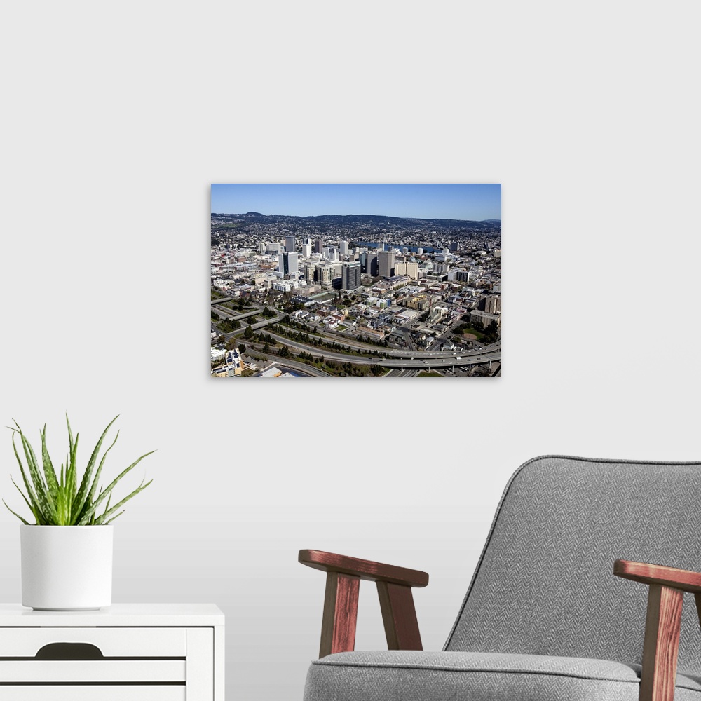 A modern room featuring Downtown Oakland, San Francisco Bay Area, California, USA - Aerial Photograph