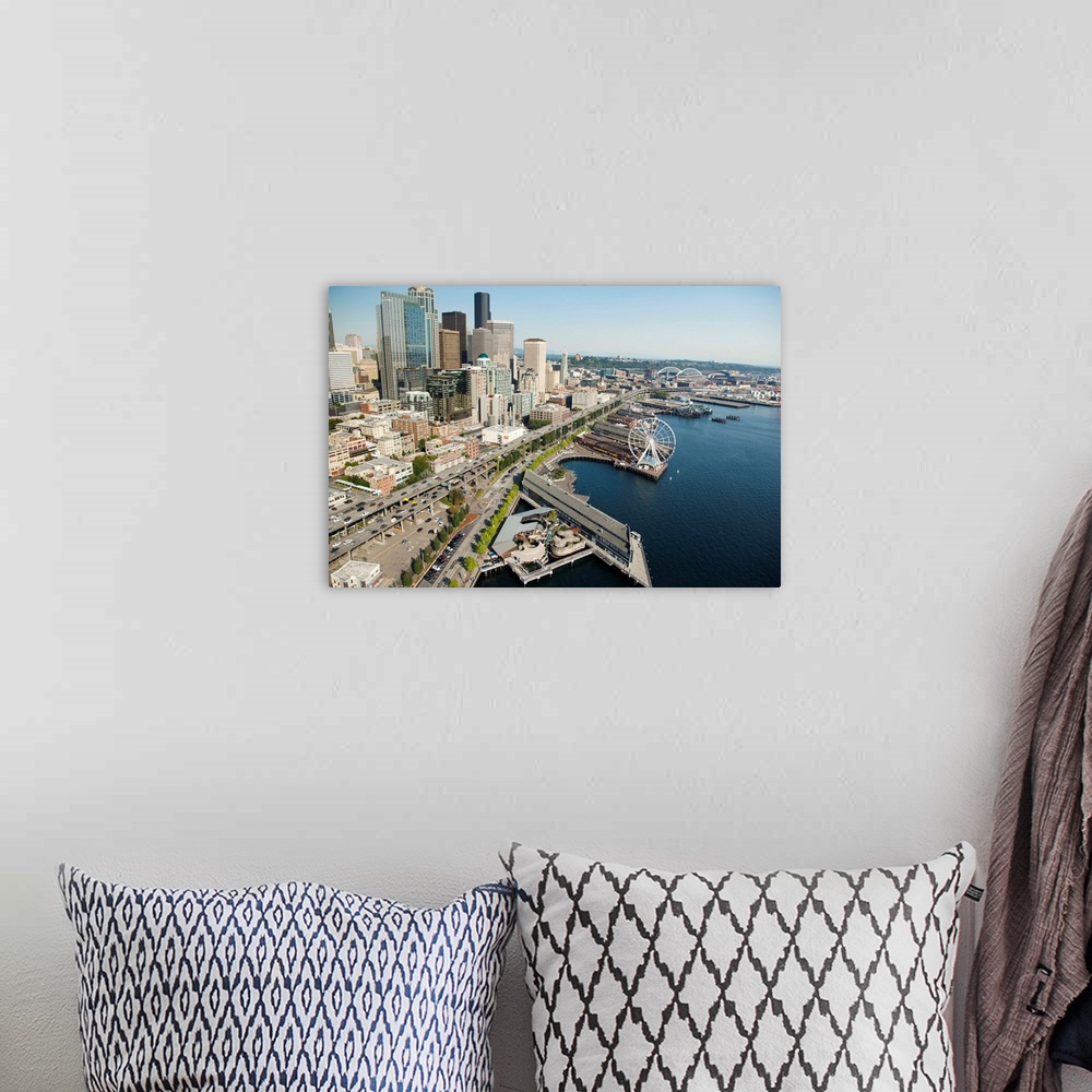 A bohemian room featuring Downtown Skyline and Waterfront, Seattle, Washington - Aerial Photograph