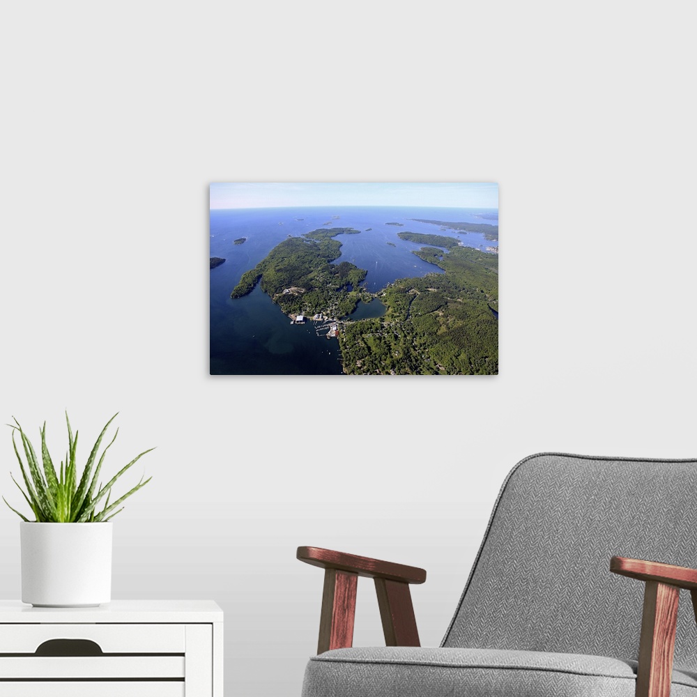 A modern room featuring East Boothbay And Ocean Point, East Boothbay, Maine - Aerial Photograph
