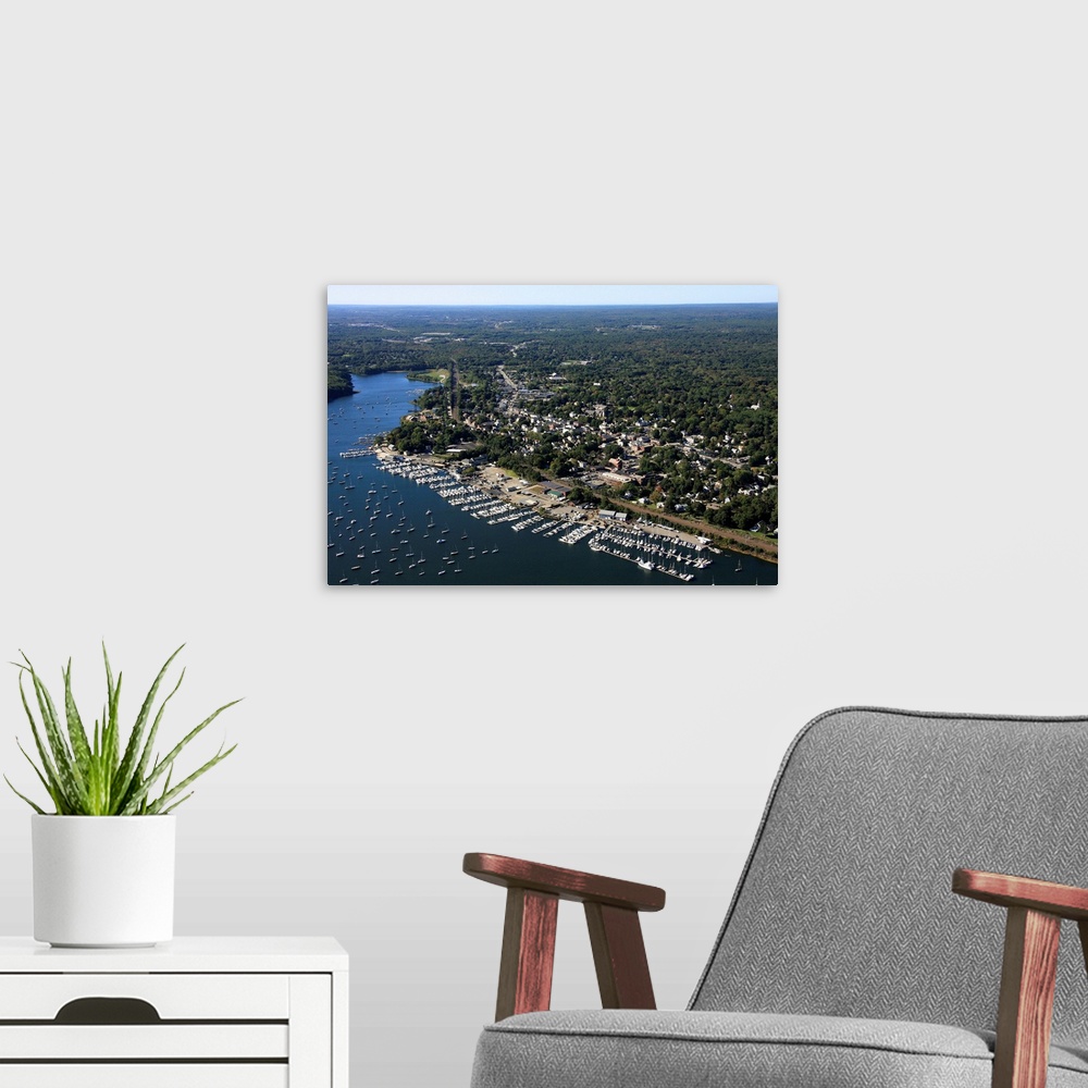 A modern room featuring East Greenwich Yacht Club, East Greenwich, Rhode Island - Aerial Photograph