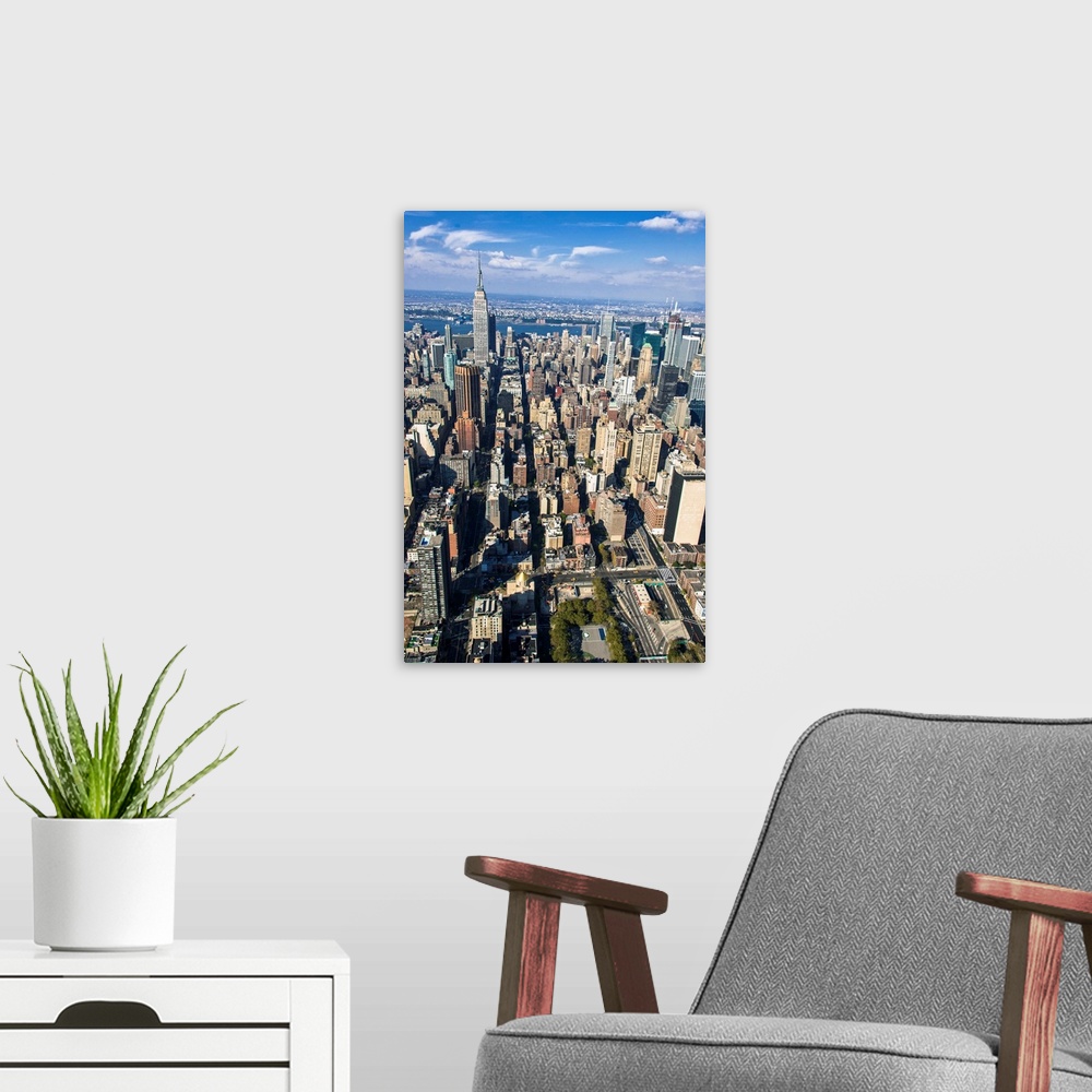 A modern room featuring Empire State Building And Surroundings, New York City - Aerial Photograph