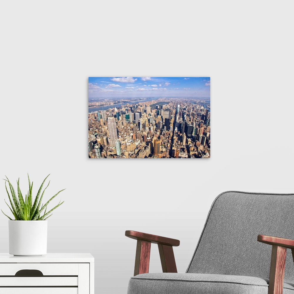 A modern room featuring Empire State Building And Surroundings, New York City - Aerial Photograph