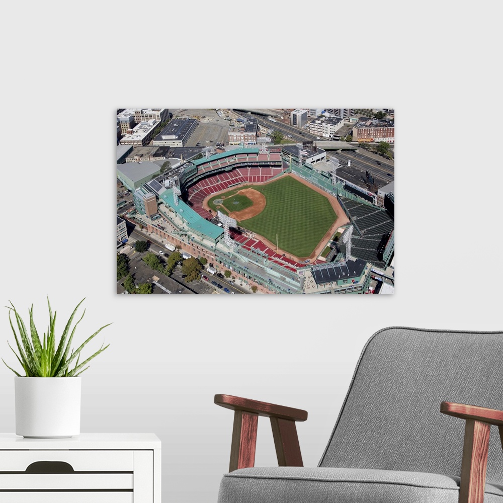 A modern room featuring Fenway Park, Home of the Boston Red Sox, Boston, MA, USA - Aerial Photograph