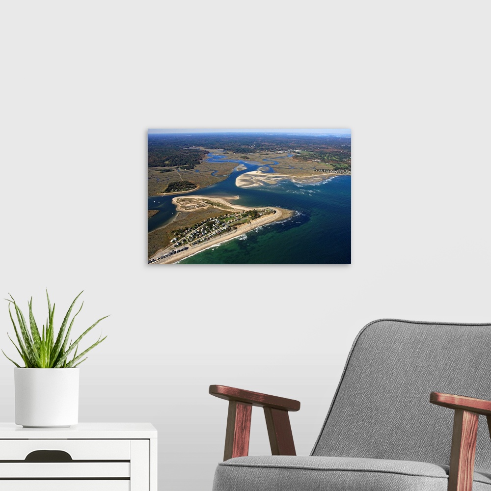 A modern room featuring Forth Cliff And North River, Marshfield, Massachusetts- Aerial Photograph
