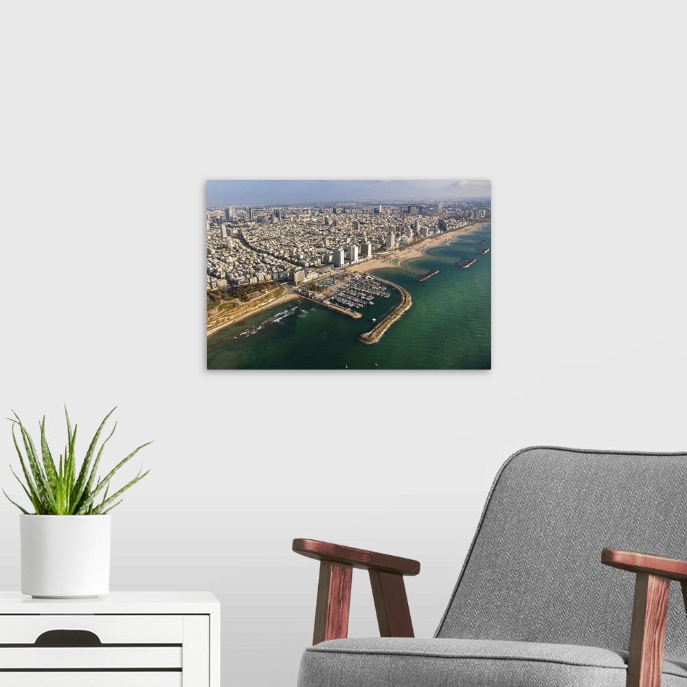 A modern room featuring Gordon Beach, Tel Aviv, Israel - Aerial Photograph