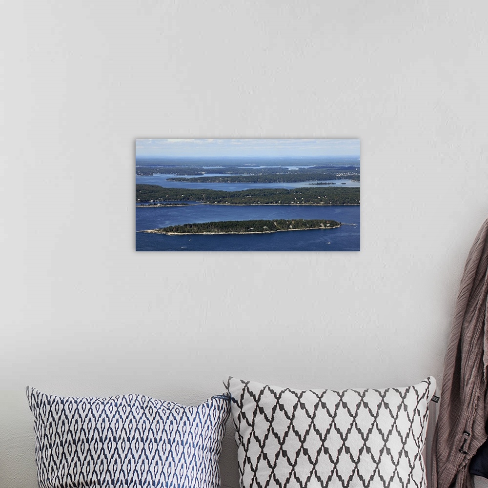 A bohemian room featuring Inner Heron Island, Ocean Point, and The Damariscotta River, Boothbay Harbor, Maine