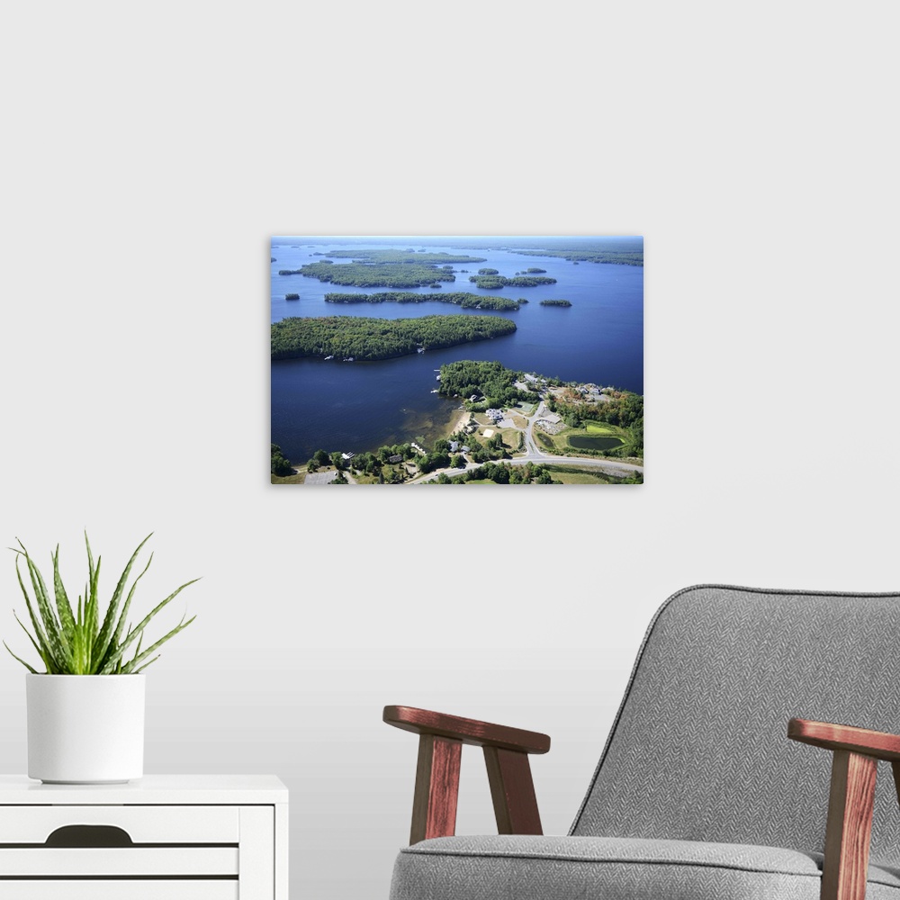 A modern room featuring Lake Muskoka, Ontario - Aerial Photograph