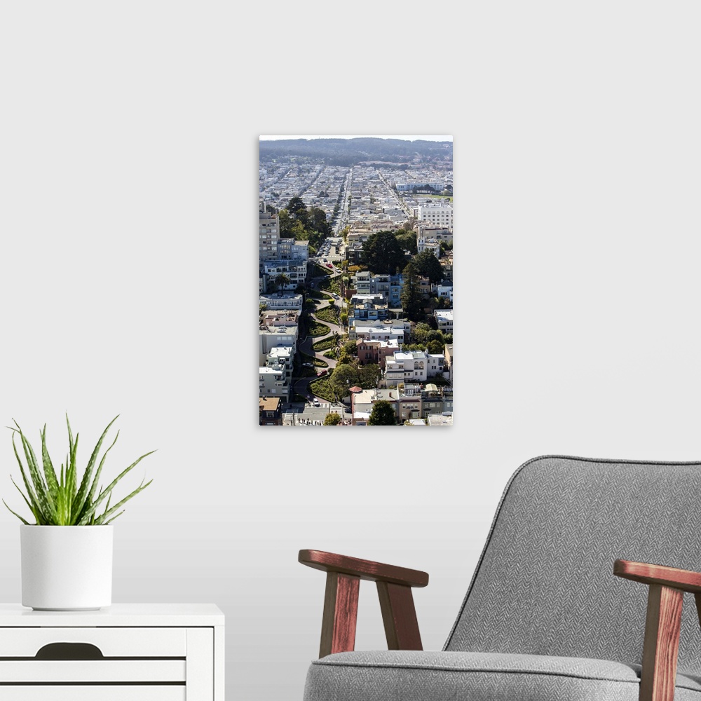 A modern room featuring Lombard Street, San Francisco, California - Aerial Photograph