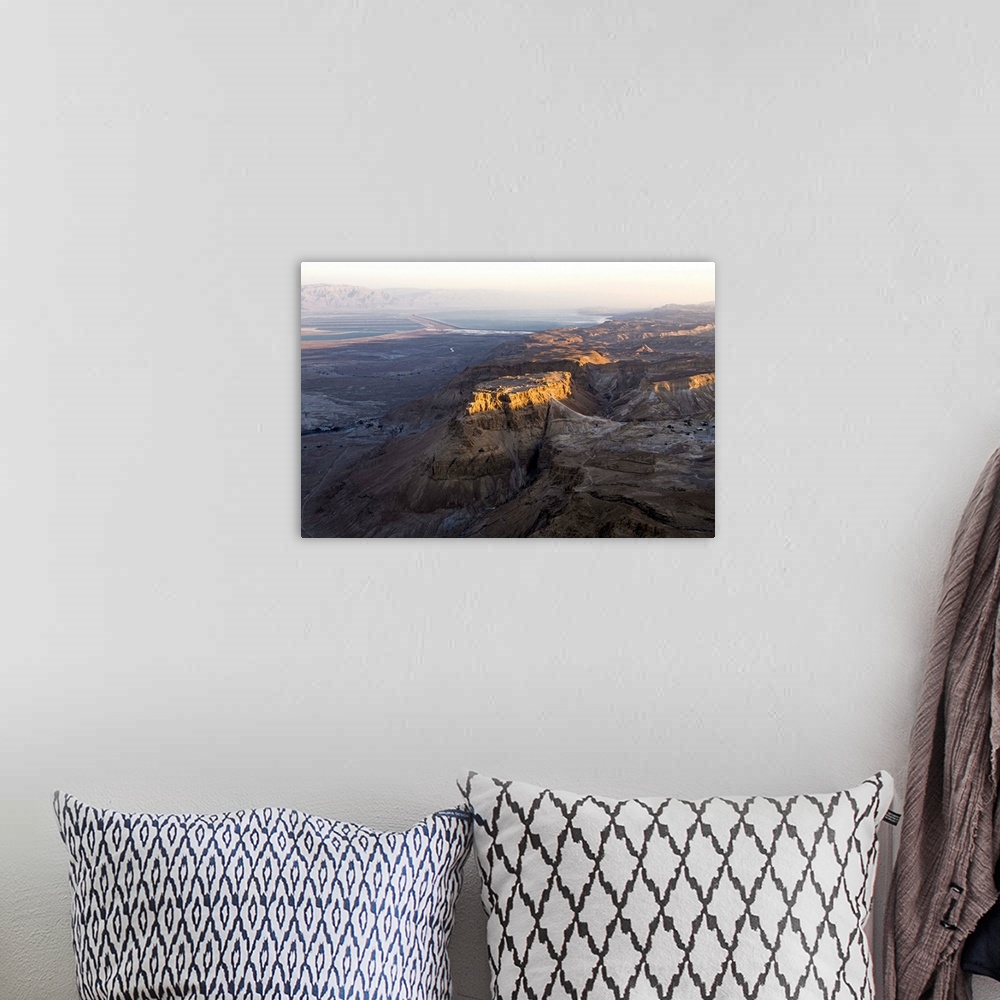 A bohemian room featuring Massada, Dead Sea - Aerial Photograph
