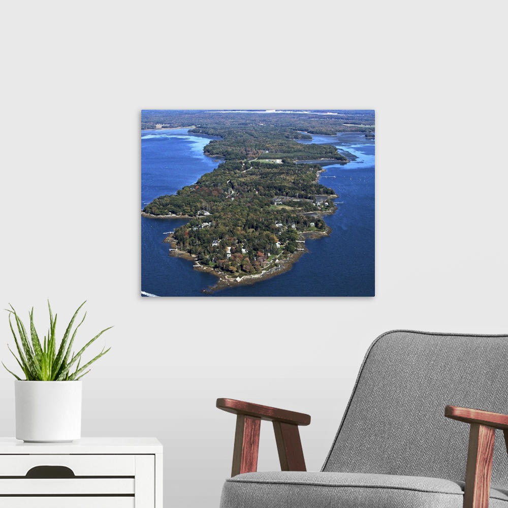 A modern room featuring Mere Point, Brunswick, Maine, USA - Aerial Photograph