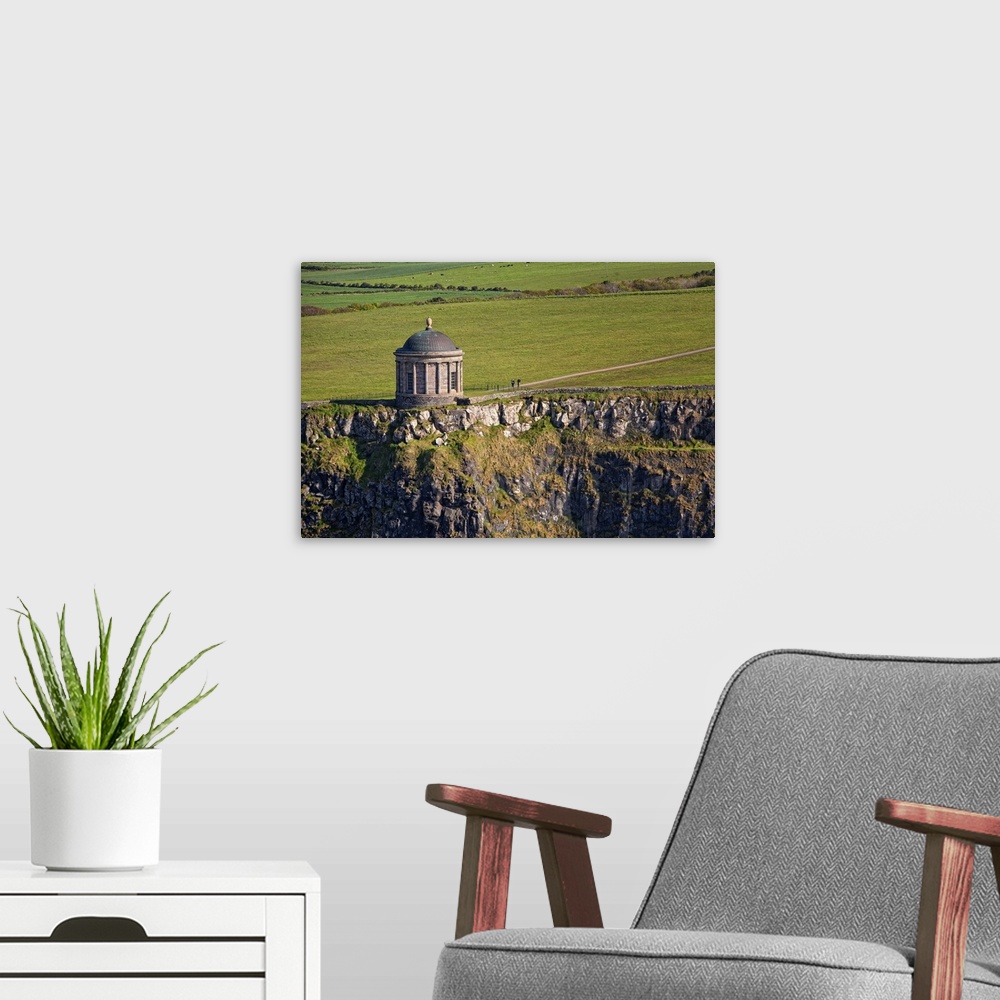 A modern room featuring Mussenden Temple, Castlerock, Northern Ireland - Aerial Photograph