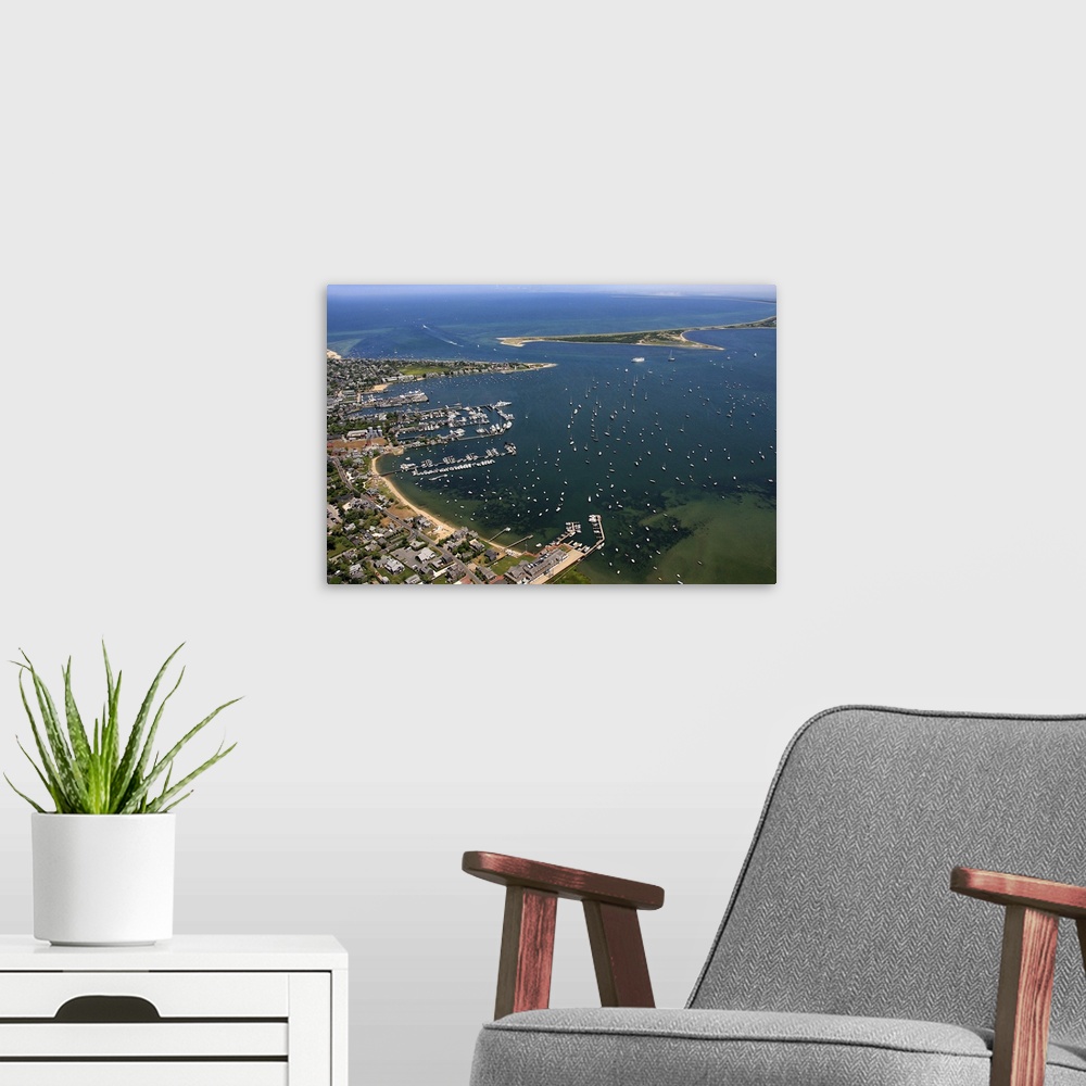 A modern room featuring Nantucket Harbor, Nantucket - Aerial Photograph