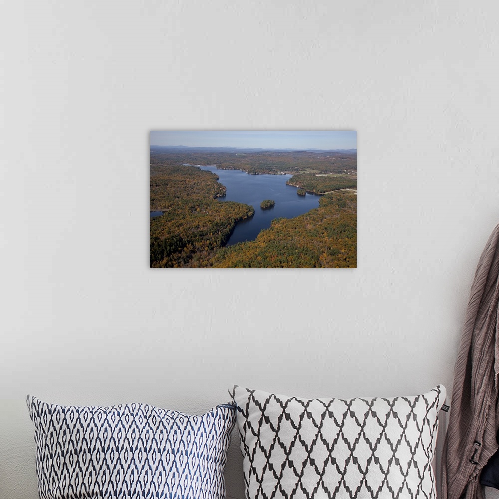 A bohemian room featuring Northwood Lake, Northwood - Aerial Photograph