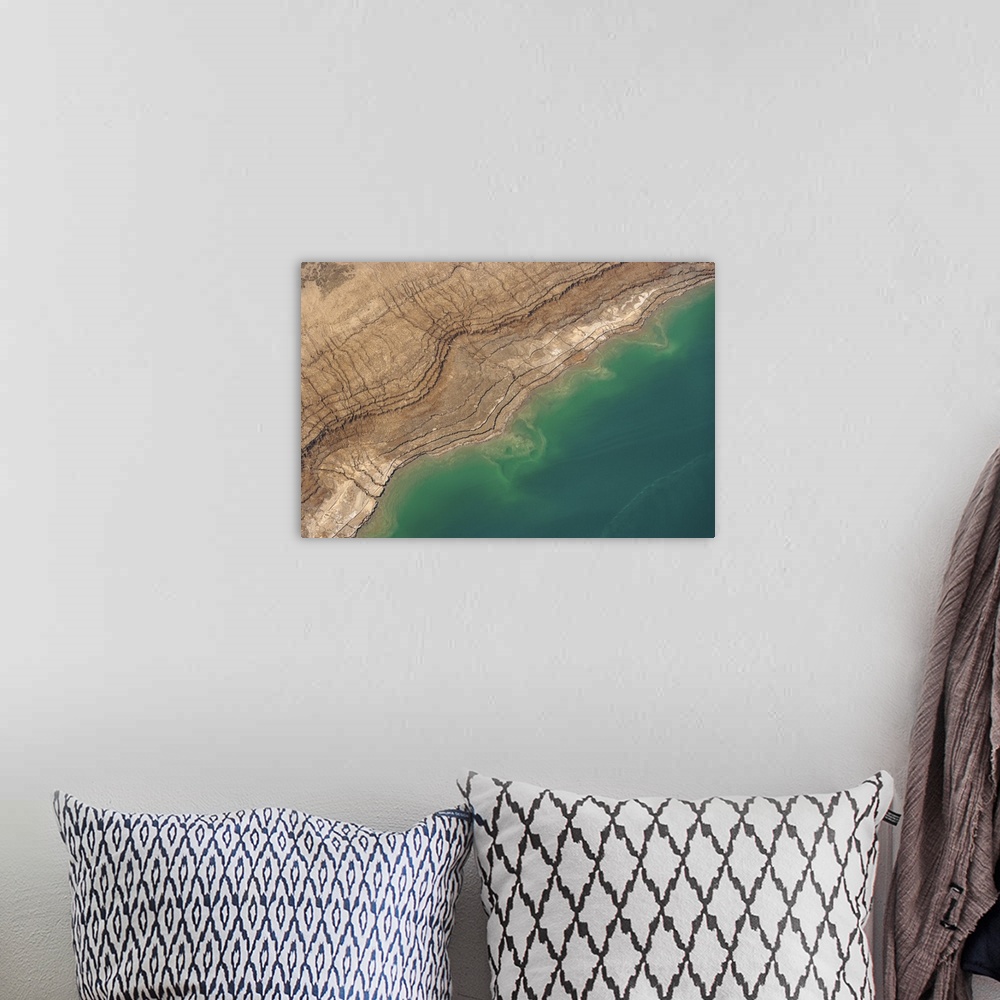 A bohemian room featuring Observation of Dead Sea Water Level Drop, Israel - Aerial Photograph