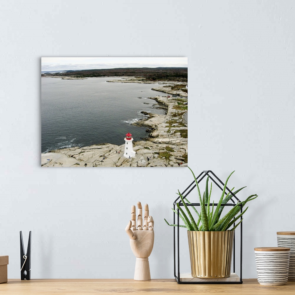 A bohemian room featuring Peggy's Cove And The Lighthouse, Nova Scotia - Aerial Photograph