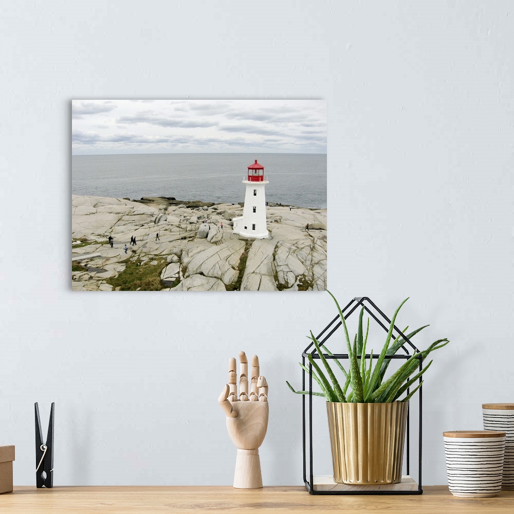 A bohemian room featuring Peggy's Cove And The Lighthouse, Nova Scotia, Canada - Aerial Photograph