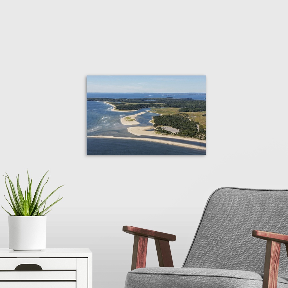 A modern room featuring Popham Beach, Phippsburg, Maine, USA - Aerial Photograph