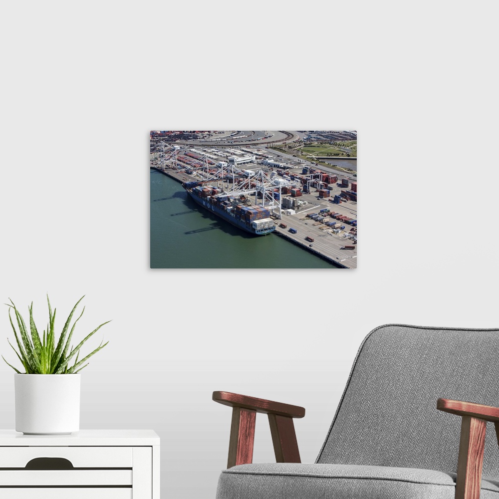 A modern room featuring Port of Oakland, Oakland, California, USA - Aerial Photograph