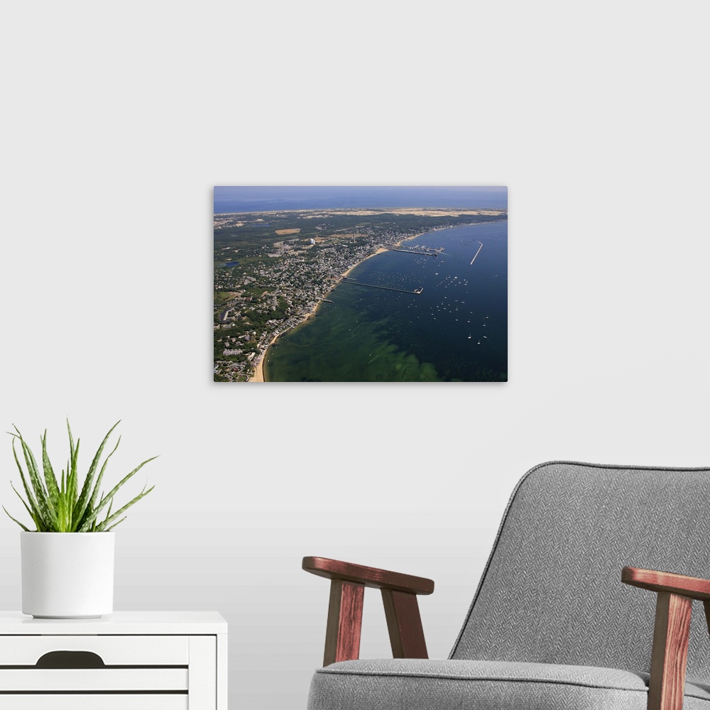 A modern room featuring Provincetown Harbor, Provincetown - Aerial Photograph