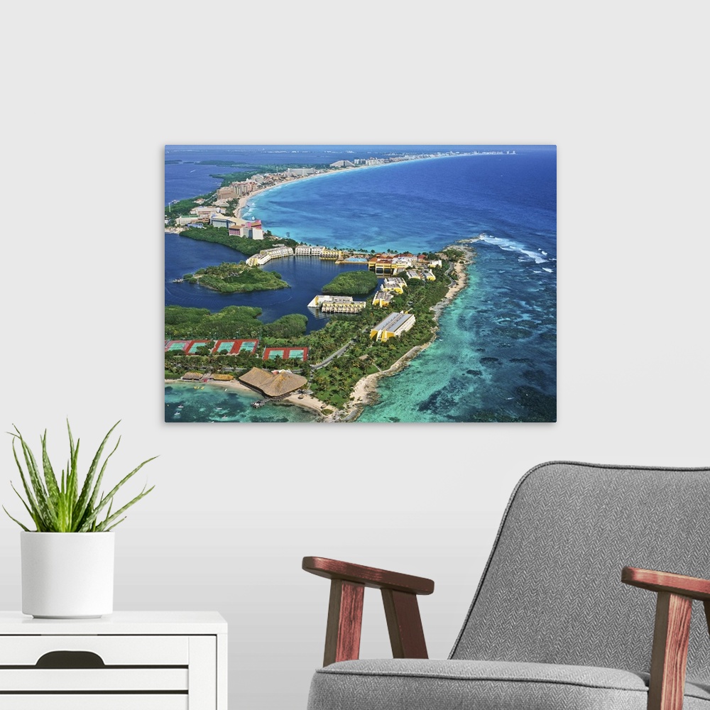 A modern room featuring Punta Nizuc, Cancun - Aerial Photograph