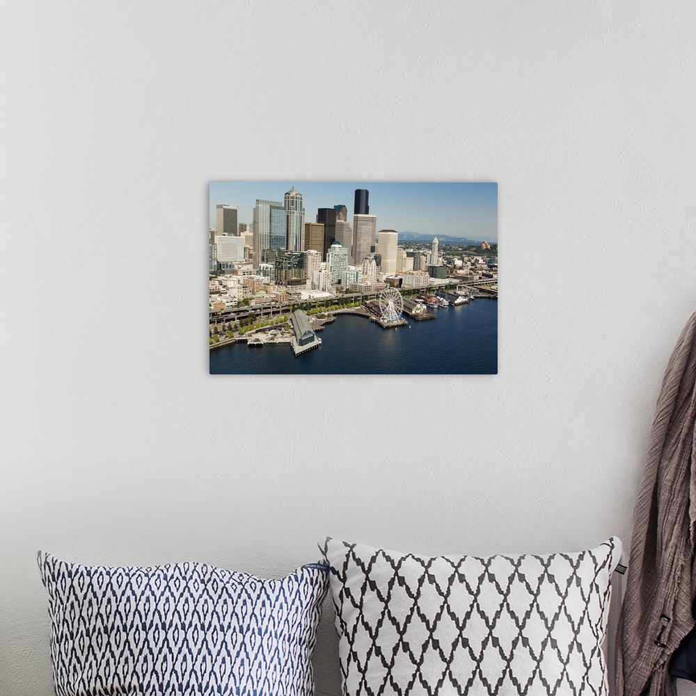 A bohemian room featuring Seattle Great Wheel, Waterfront and skyline, Seattle