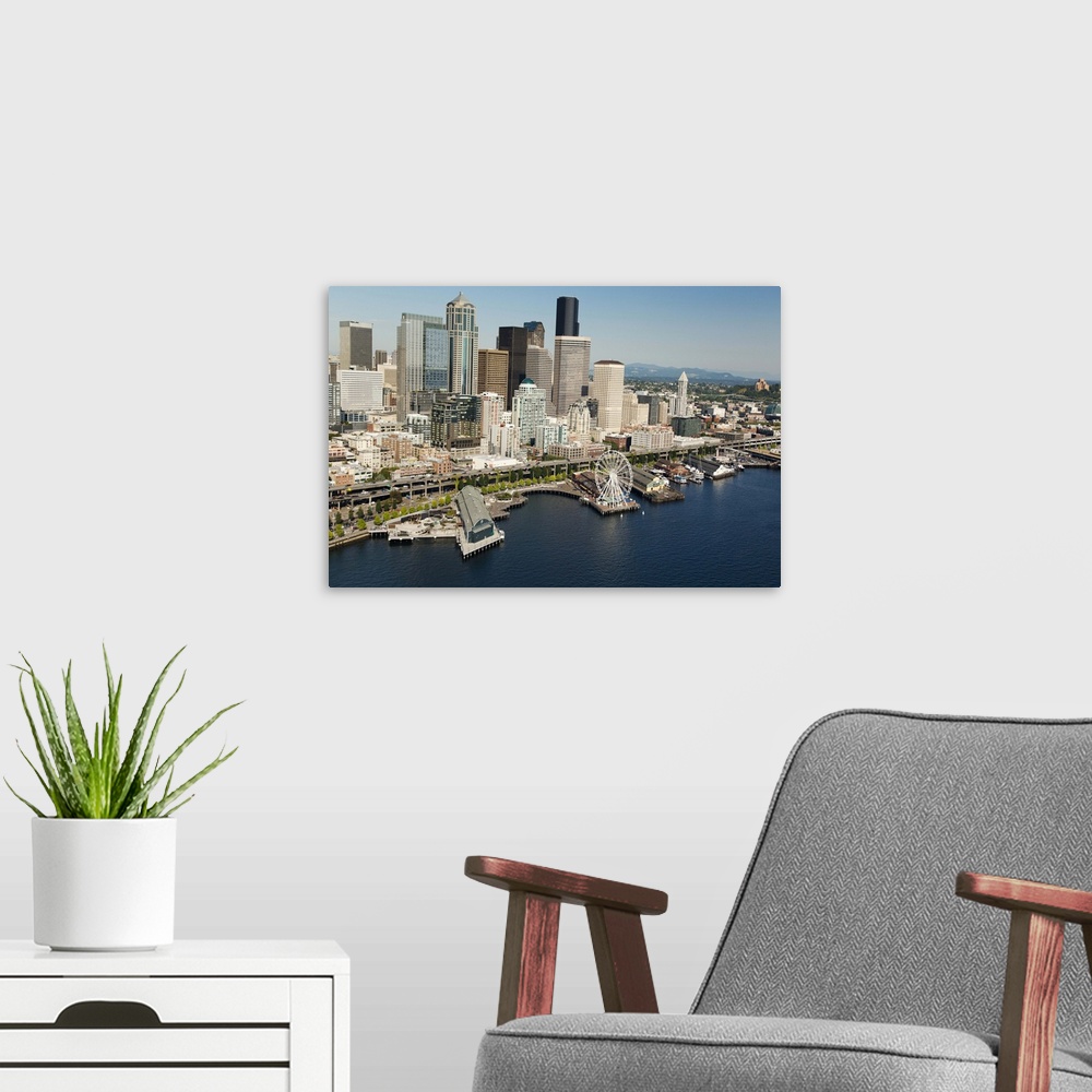 A modern room featuring Seattle Great Wheel, Waterfront and skyline, Seattle