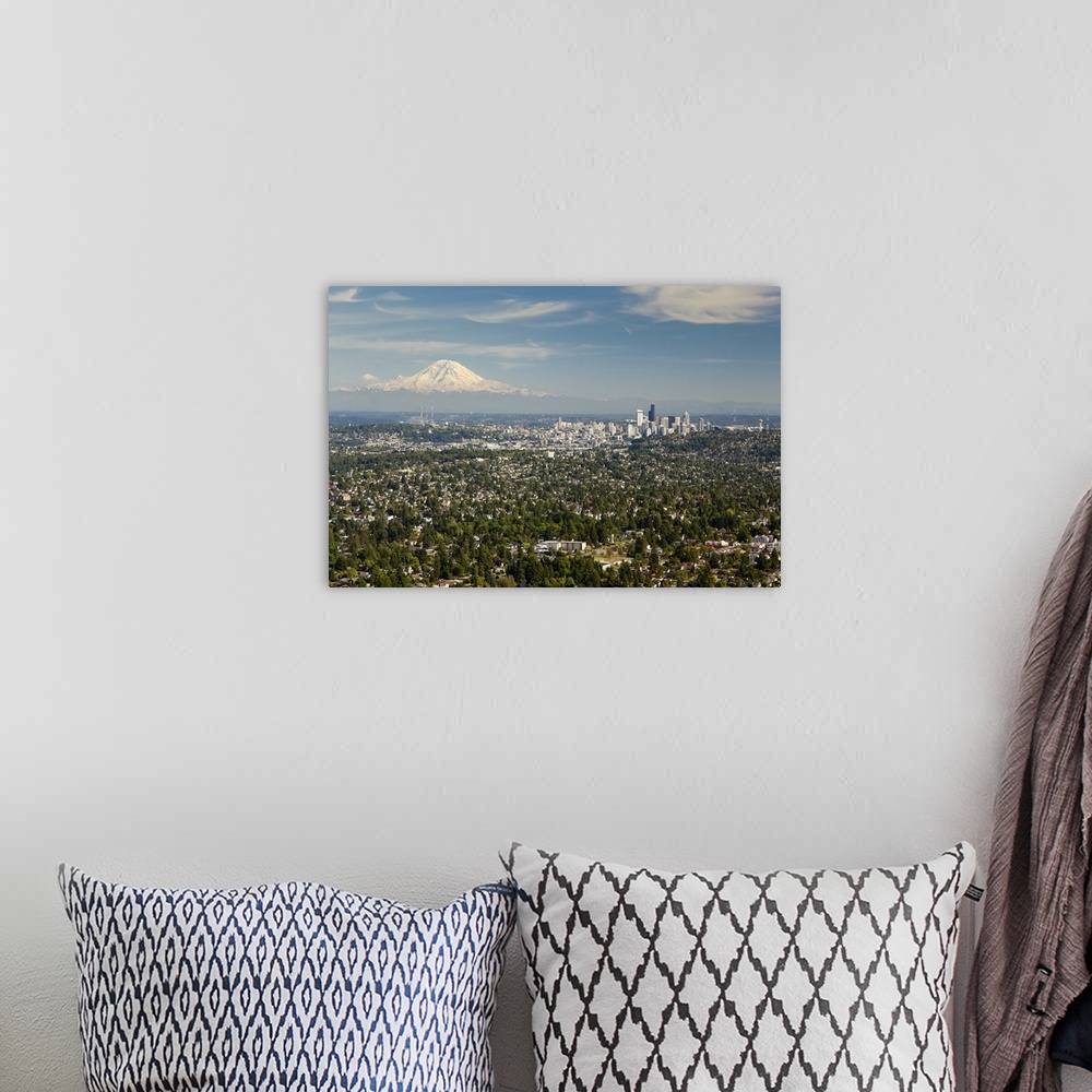A bohemian room featuring Seattle Skyline, Seattle, WA, USA - Aerial Photograph