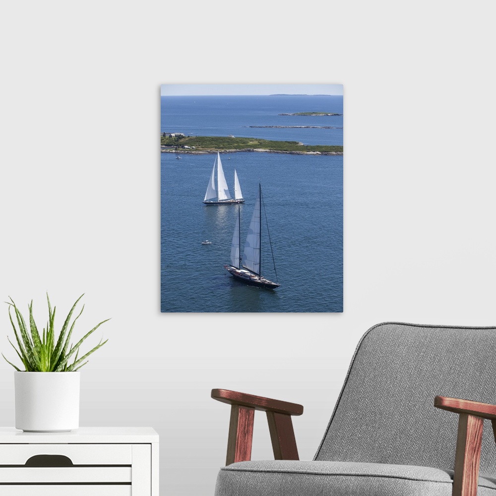 A modern room featuring Shipyard Cup 2013, Boothbay Harbor, Maine, USA - Aerial Photograph