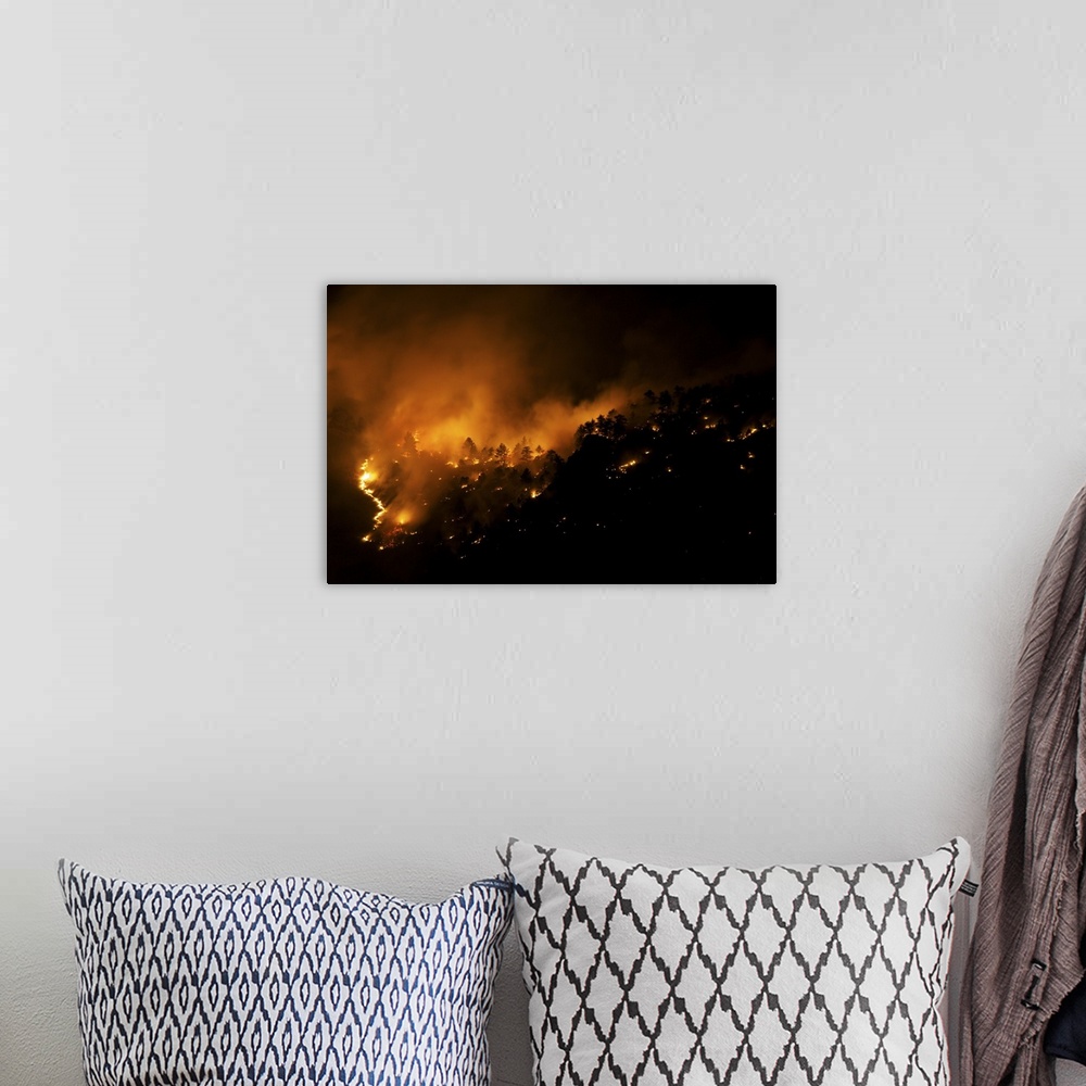 A bohemian room featuring Smoke And Flame From a Wildland Fire, Rocky Mountains, Colorado - Aerial Photograph