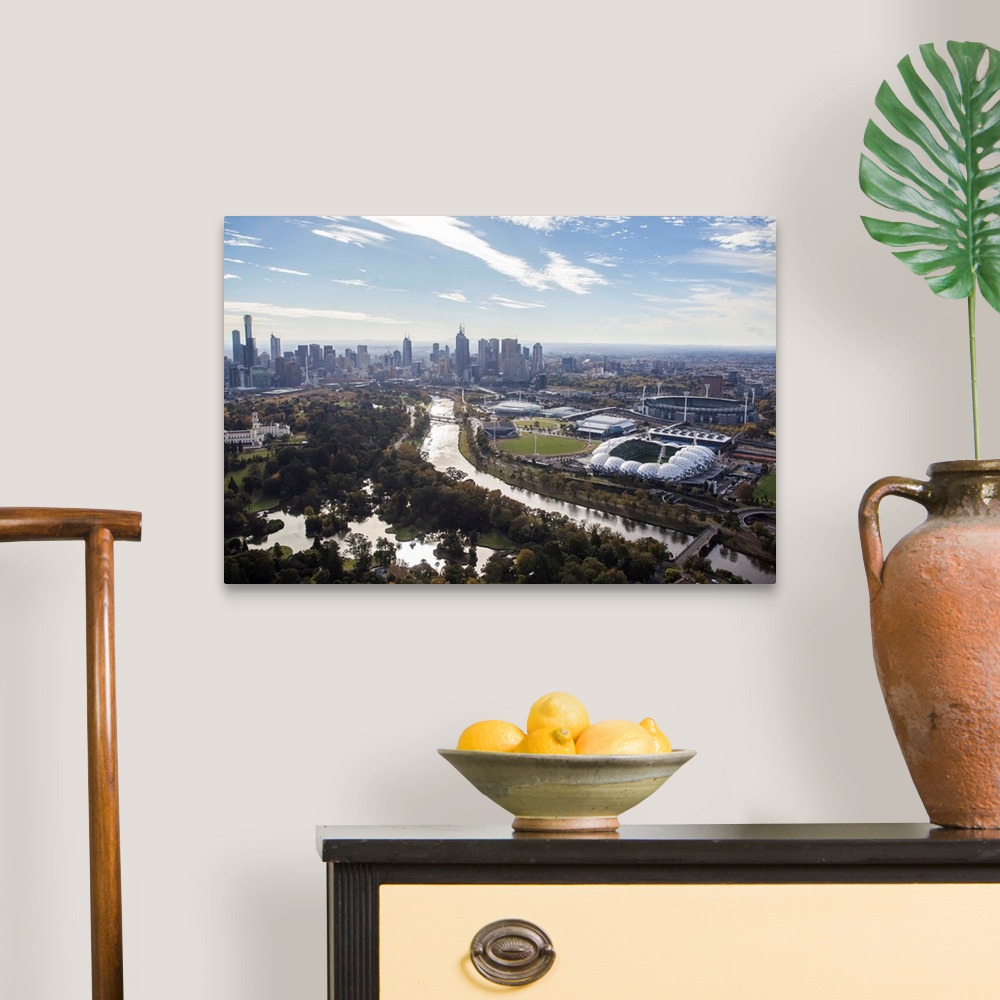 A traditional room featuring South of Melbourne Skyline, Melbourne, Australia - Aerial Photograph