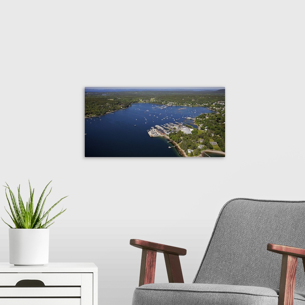 A modern room featuring Southwest Harbor, Maine, USA - Aerial Photograph
