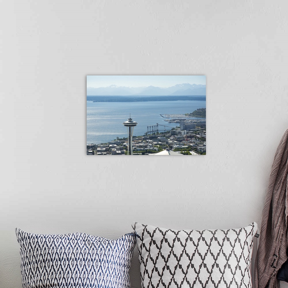 A bohemian room featuring Space Needle and Eliott Bay; Seattle, WA