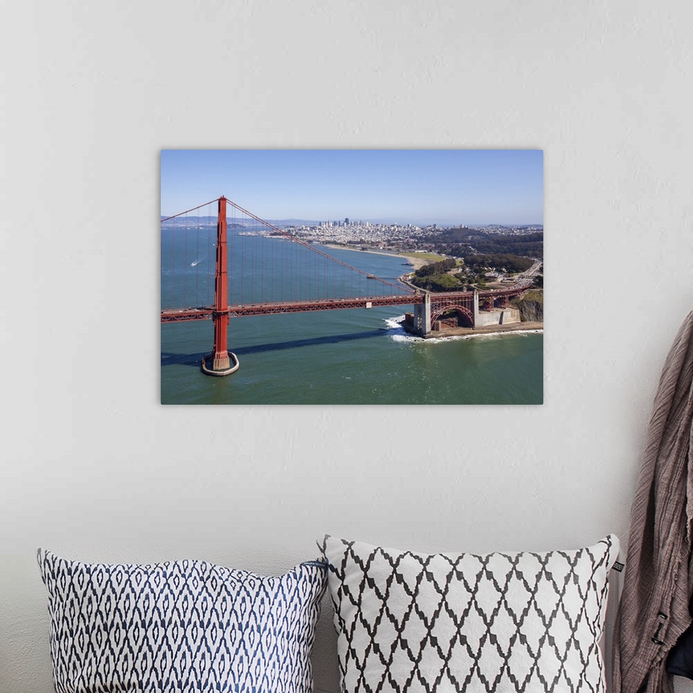 A bohemian room featuring The Golden Gate Bridge, San Francisco, California, USA - Aerial Photograph